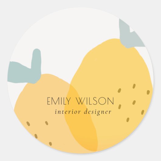 Elegant Cute Yellow Lemon Fruity Citrus Bright Ronde Sticker (Voorkant)