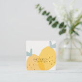 Elegant Cute Yellow Lemon Fruity Citrus Bright Vierkante Visitekaartje (Staand voorkant)
