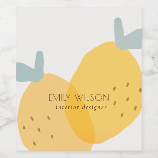 Elegant Cute Yellow Lemon Fruity Citrus Bright Wijn Etiket (Enkel label)