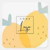Elegant Cute Yellow Lemon Fruity Citrus Logo Vierkante Sticker (Voorkant)