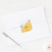 Elegant Cute Yellow Lemon Fruity Citrus Logo Vierkante Sticker (Envelop)
