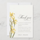 Elegant Cute Yellow Waterverf Daffodil Wedding Bedankkaart (Voorkant)