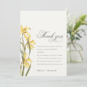 Elegant Cute Yellow Waterverf Daffodil Wedding Bedankkaart (Staand voorkant)