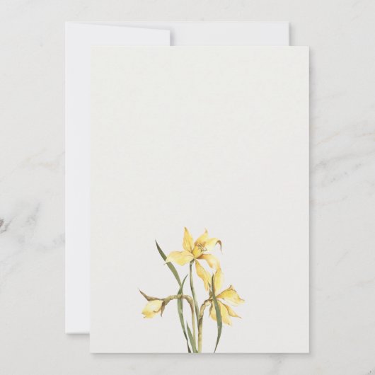 Elegant Cute Yellow Waterverf Daffodil Wedding Bedankkaart (Achterkant)