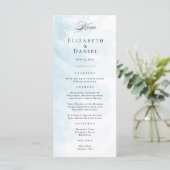 Elegant Cyaan Blue Waterverf Wedding Menu (Staand voorkant)
