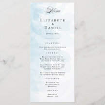 Elegant Cyaan Blue Waterverf Wedding Menu