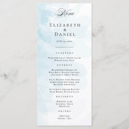 Elegant Cyaan Blue Waterverf Wedding Menu