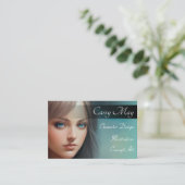 Elegant cyaan kleurstof kunstenaar visitekaartje (Staand voorkant)