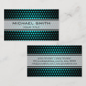 Elegant Cyan Polka Dot Pattern Visitekaartje (Voorkant / Achterkant)