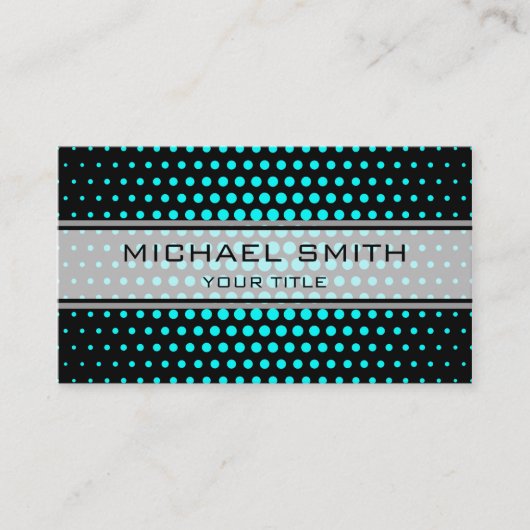 Elegant Cyan Polka Dot Pattern Visitekaartje (Voorkant)