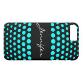 Elegant Cyan Polka Dots Pattern Case-Mate iPhone Case (Achterkant (Horizontaal))