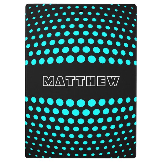 Elegant Cyan Polka Dots Pattern Klembord (Achterkant)