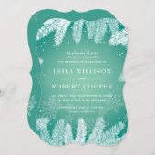 Elegant Cyan Winter Wedding Kaart (Voorkant / Achterkant)