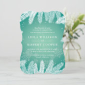 Elegant Cyan Winter Wedding Kaart (Staand voorkant)