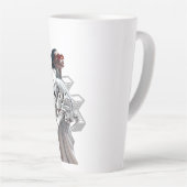 Elegant Cyborg in White Futurisistic Fashion Latte Mok (Rechterhoek)