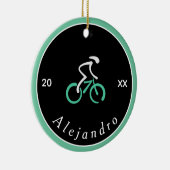 Elegant cyclist Logo fietsthema Bike Name Year Keramisch Ornament (Rechts)