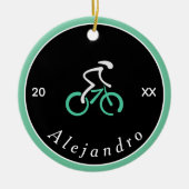 Elegant cyclist Logo fietsthema Bike Name Year Keramisch Ornament (Voorkant)