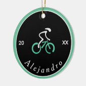 Elegant cyclist Logo fietsthema Bike Name Year Keramisch Ornament (Links)