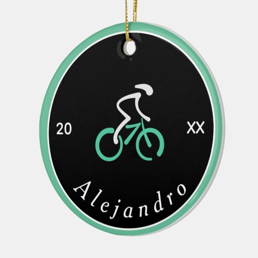 Elegant cyclist Logo fietsthema Bike Name Year Keramisch Ornament (Links)