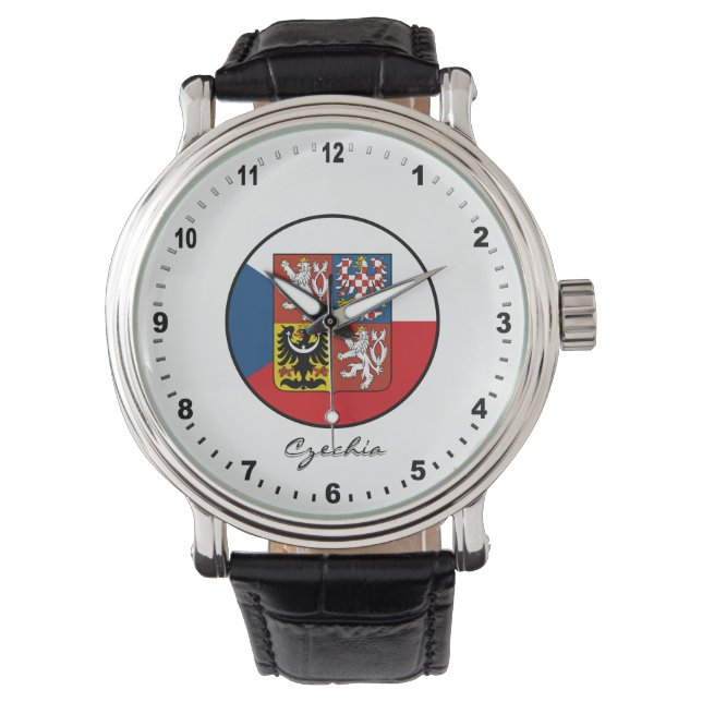 Elegant Czech Repulic Watch & Czech Flag / Praag Horloge (Voorkant)