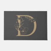 Elegant D Boho Floral Monogram Initiaal Goud Goud Deurmat (Voorkant)
