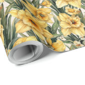 Elegant Daffodil Easter Yellow Waterverf Flowers Cadeaupapier (Rol Hoek)