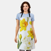 Elegant Daffodil Floral Pattern Kitchen Wear Schort (Gedragen)