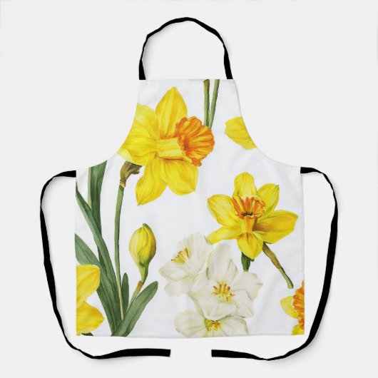 Elegant Daffodil Floral Pattern Kitchen Wear Schort (Voorkant)