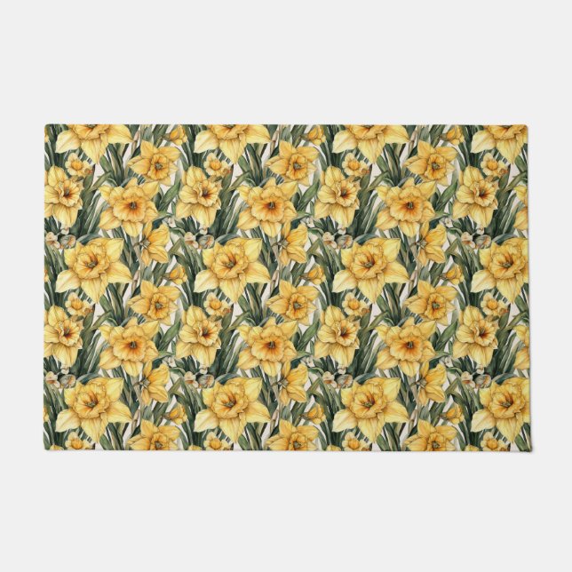 Elegant Daffodil Yellow Spring Flowers Pasen Deurmat (Voorkant)