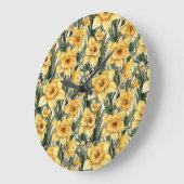 Elegant Daffodil Yellow Waterverf Flowers Grote Klok (Hoek)
