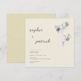 Elegant Daffodils Modern Minimalist Spring Wedding Kaart