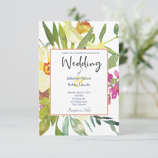 Elegant daffodils trouwuitnodiging kaart (Staand voorkant)