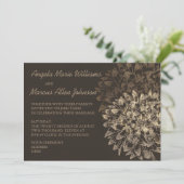 Elegant Dahlia Brown Floral Wedding Invitation Kaart (Staand voorkant)