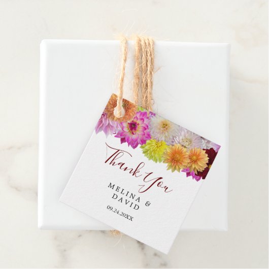 Elegant Dahlia Florals Dank je wel Bedankjes Labels (In situ)