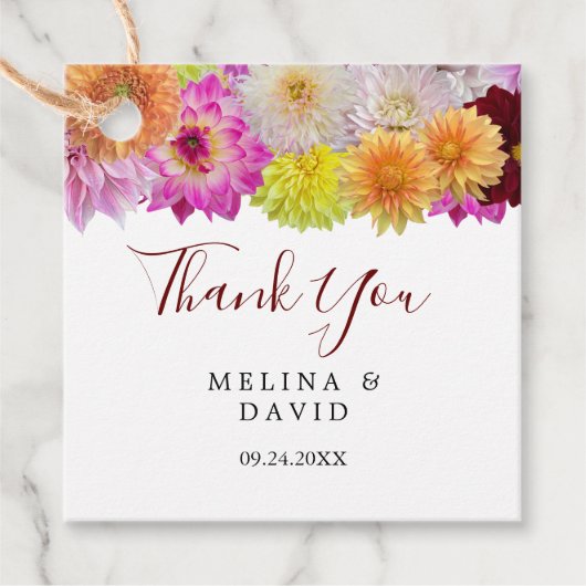Elegant Dahlia Florals Dank je wel Bedankjes Labels (Voorkant)