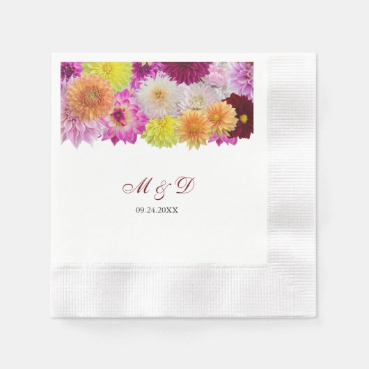 Elegant Dahlia Florals Wedding Napkins Servet (Voorkant)