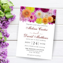 Elegant Dahlia Florals Wedding Uitnodiging