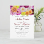 Elegant Dahlia Florals Wedding Uitnodiging (Staand voorkant)