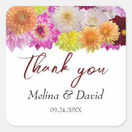 Elegant Dahlia Florals Wedding Vierkante Sticker
