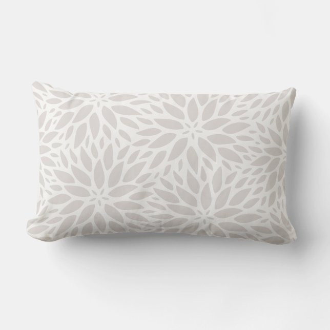 Elegant Dahlias Gray & White Lumbar Pillow Kussen (Voorkant)