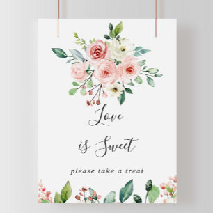 Elegant Dainty Autumn Floral Love is Sweet Sign Poster