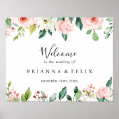 Elegant Dainty Autumn Floral Wedding Welcome Sign Poster (Voorkant)