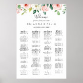 Elegant Dainty Floral Alfabetical Seat Chart Poster (Voorkant)