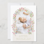 elegant dainty floral arch 2 photo our baby birth aankondiging (Voorkant)