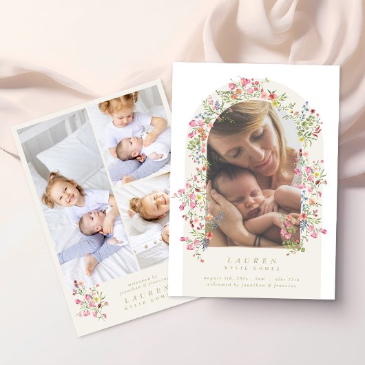 elegant dainty floral arch 4 photo our baby birth aankondiging