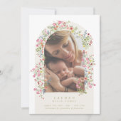 elegant dainty floral arch 4 photo our baby birth aankondiging (Voorkant)