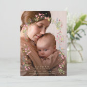 elegant dainty floral arch spring photo baby aankondiging (Staand voorkant)