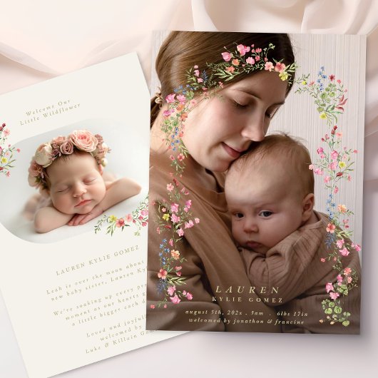 elegant dainty floral arch spring photo baby aankondiging