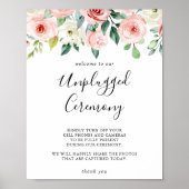 Elegant Dainty Floral Unplugged Ceremony Sign Poster (Voorkant)