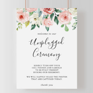 Elegant Dainty Floral Unplugged Ceremony Sign Poster